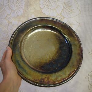 International Silver Co. USA 10.25" Silver Plated Serving Tray Platter TARNISHED